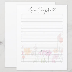 Papier à lettres à nom en écriture chic avec monog