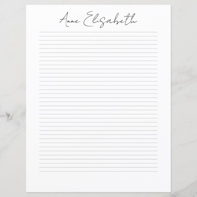 Papier à lettres à nom en écriture chic Monogramme (Devant)
