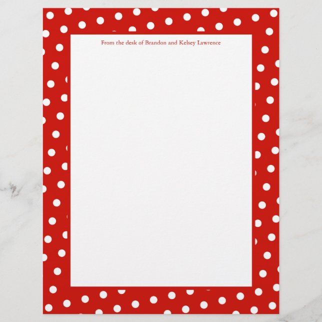 Papier à lettres à points rouges et blancs avec si (Devant)