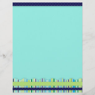 Papier à lettres à rayures bleu et vert