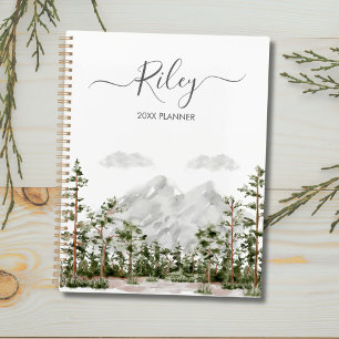 Papier à lettres aquarelle montagne et forêt monog