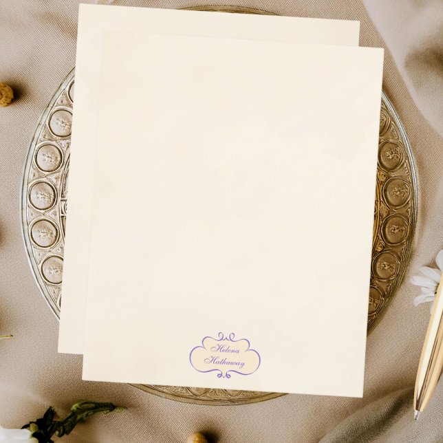 Papier à lettres bouclier de nom romantique vintag (Créateur téléchargé)