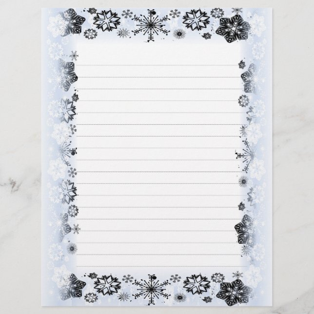 Papier à lettres de Noël à motif de flocons de nei (Devant)