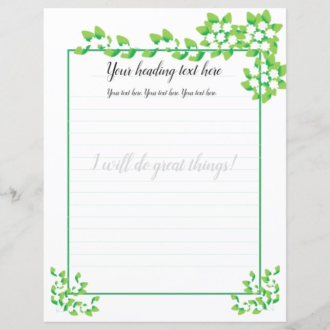 Papier à lettres doublé de jasmin floral blanc (Devant)