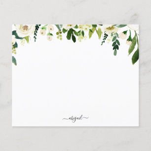Papier à lettres élégant à fleurs blanches avec no