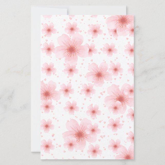 Papier à lettres élégant avec fleurs de cerisier e (Devant)