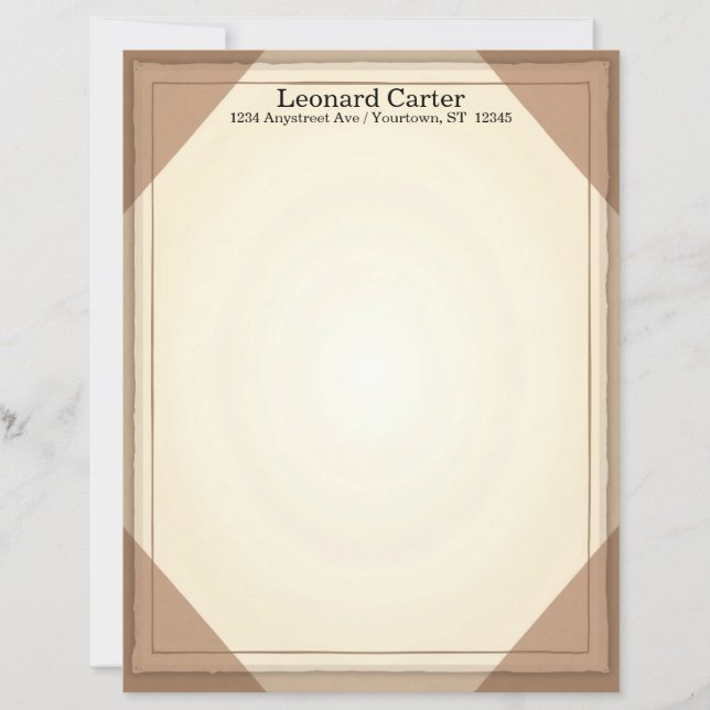 Papier à lettres élégant marron et beige (Devant)