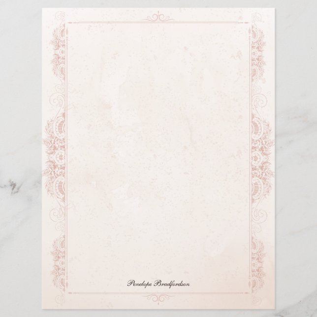 Papier à lettres élégant vintage victorien avec no (Devant)