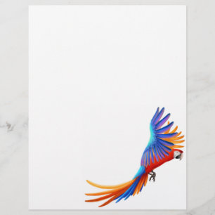 Papier à lettres en-tête de perroquet Macaw volant