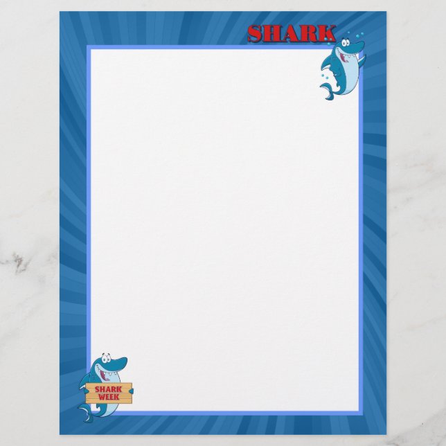 Papier à lettres en-tête de requin bleu (Devant)