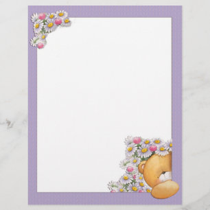 Papier à lettres Fleurs Ours en peluche