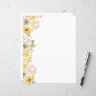 Papier à lettres floral élégant coquelicot