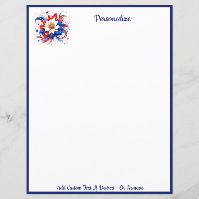 Papier à lettres floral élégant et patriotique (Devant)