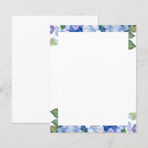 Papier à lettres floral nuances de bleu