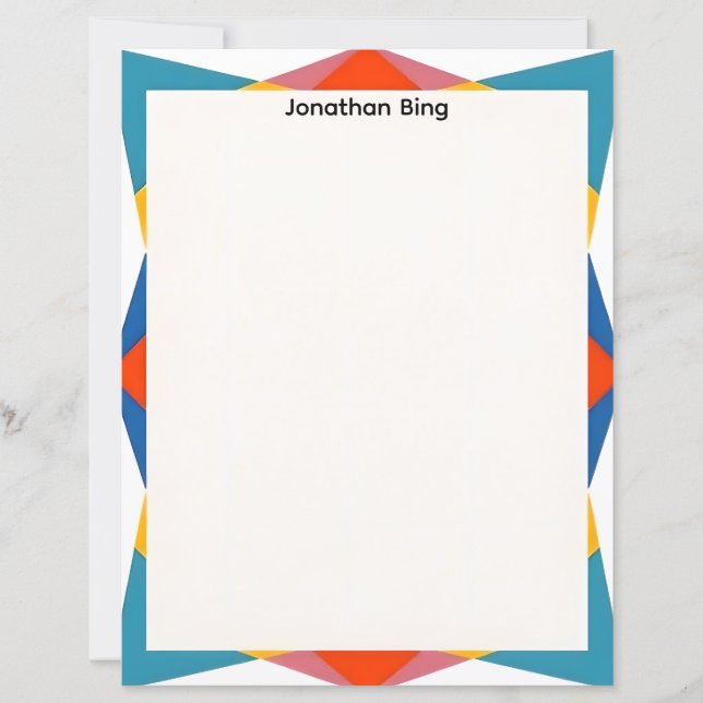 Papier à lettres géométrique bleu rouge jaune (Devant)