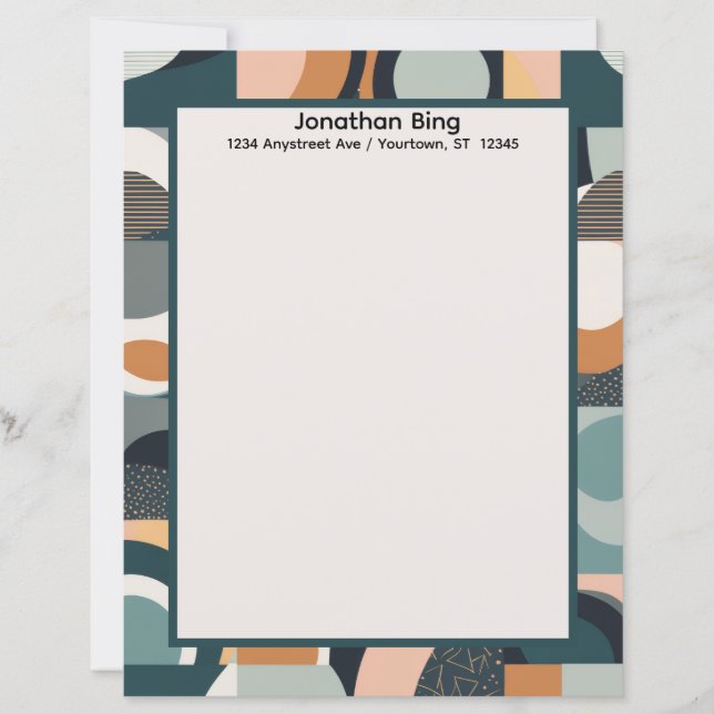 Papier à lettres géométrique moderne aux couleurs  (Devant)