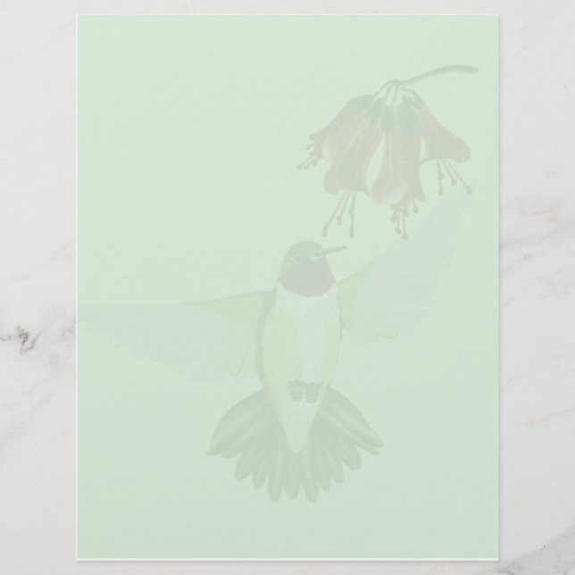 Papier à lettres Hummingbird2 à couronne rouge_ver (Devant)