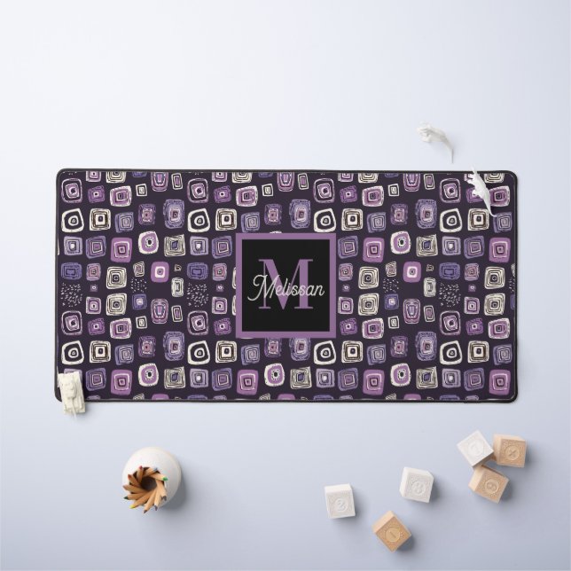 Papier à lettres monogramme boho violet  (Tableau pour enfants)