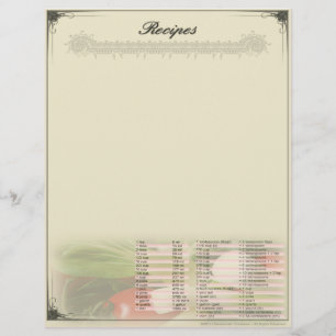 Papier à lettres non réglé pour recettes avec conv