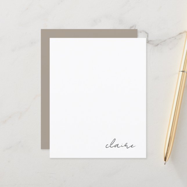 Papier à lettres personnalisé avec nom (Devant/Arrière en situation)