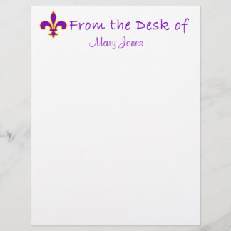 Papier à lettres personnalisé Joli violet Fleur de
