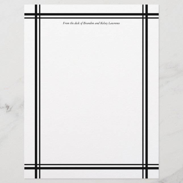 Papier à lettres personnalisées noir avec texte en (Devant)