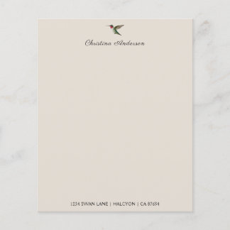 Papier à lettres personnalisées pour colibri
