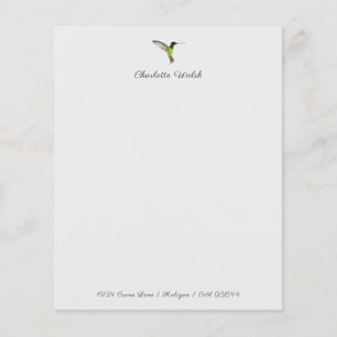 Papier à lettres personnalisées pour colibri