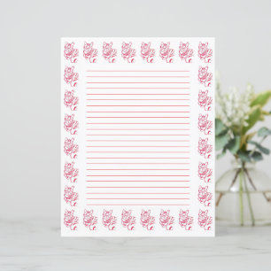 Papier à lettres rayées rouge et blanc