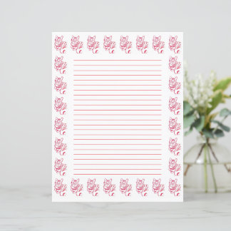 Papier à lettres rayées rouge et blanc