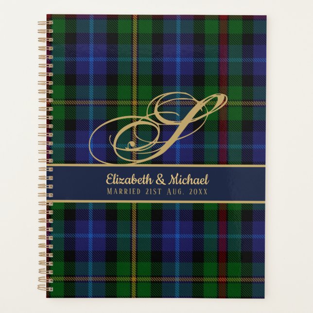 Papier à lettres Smith Tartan Bleu Vert Or Jeunes  (Devant)