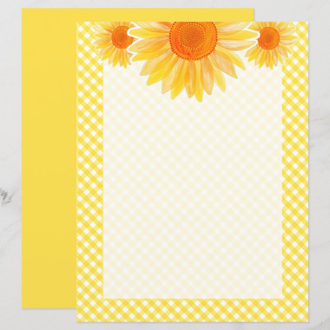 Papier à lettres tournesol (Devant / Derrière)