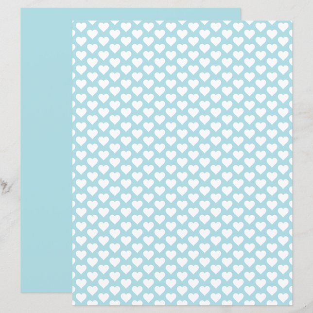 Papier à Motif bleu clair de mûre Coeurs (Devant / Derrière)