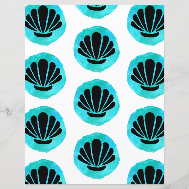 Papier à Motif Blue Green Shell (Devant)