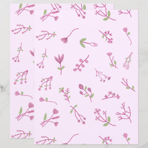 Papier à motif botanique floral rose fantaisiste