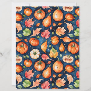 Papier à motif de citrouille et de gourde de récol