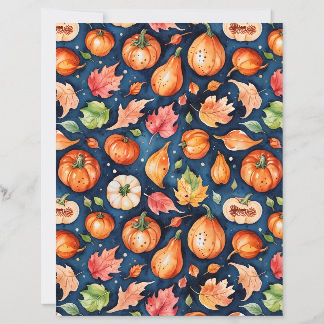 Papier à motif de citrouille et de gourde de récol (Devant)