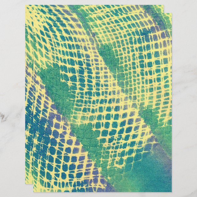 Papier à Motif jaune bleu bleu vert Diamant (Devant / Derrière)
