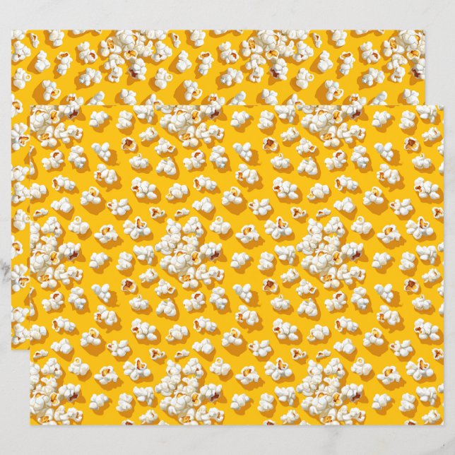 Papier à Motif Popcorn Arrière - plan jaune  (Devant / Derrière)