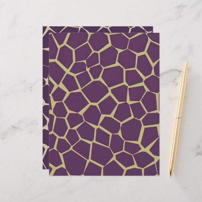Papier à Motif pour  de girafe violet et or (Devant/Arrière en situation)