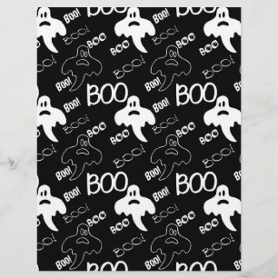 Papier à motifs d'Halloween noir et blanc Fantômes