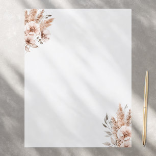Papier à papeterie florale bohème Pampas élégant