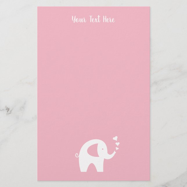 Papier à papeterie pour Baby Shower fille éléphant (Devant)