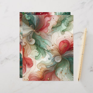 Papier à papier à encre rouge et verte Festive