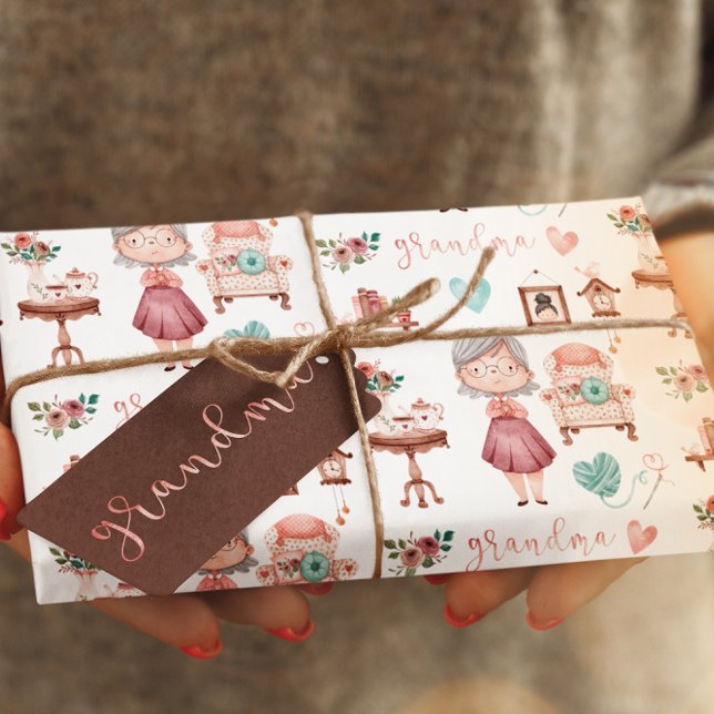 Papier à papier à enveloppement grand-mère - Feuil (Celebrate grandma with these cute wrapping paper sheets! )