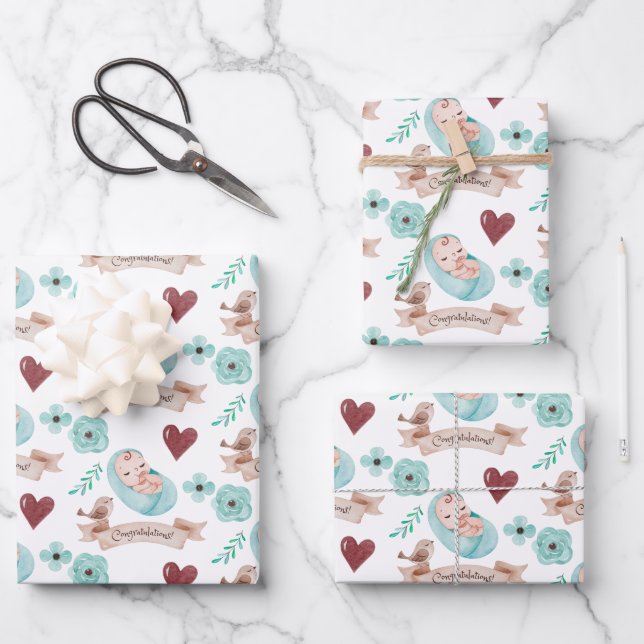 Papier à papier à envelopper pour bébé pour garçon (Recto)