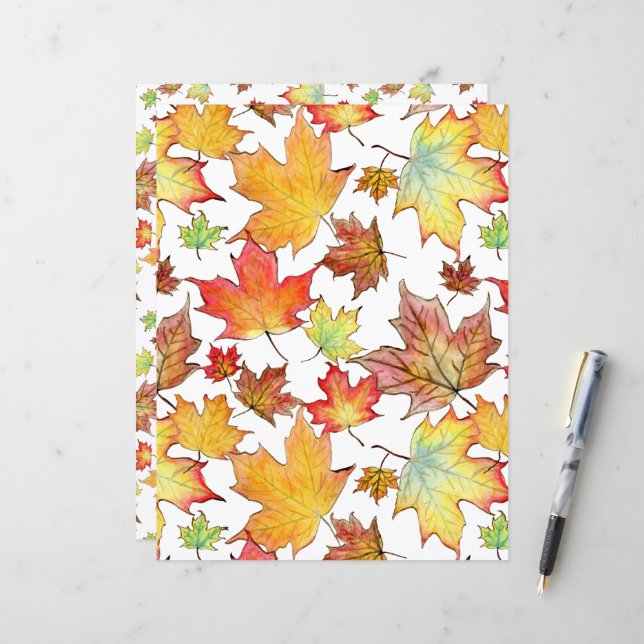 Papier à papier à papier pour feuilles d'automne (Devant/Arrière en situation)