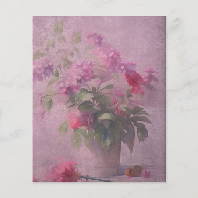 Papier à papier à rebut rose foncé à fleurs et Dam (Devant)