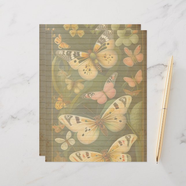 Papier à papier à scandale pour papillons vintages (Devant/Arrière en situation)