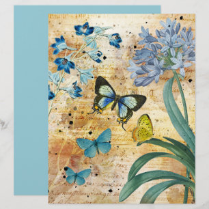 Papier à papier à scandale vintage bleu papillon